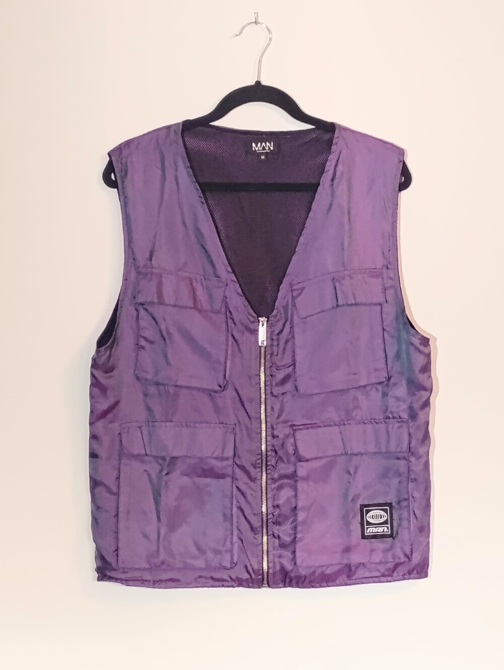 Fashionable Boohoo Man Purple Utility Vest -Statement Piece